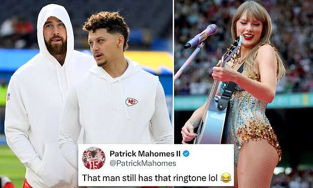 Patrick Mahomes, Travis Kelce and Taylor Swift