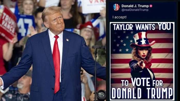 Donald Trump and fake Taylor Swift AI generated