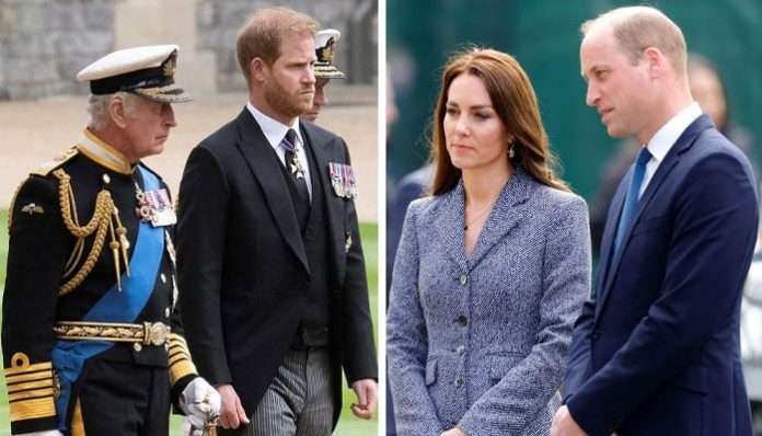 Prince Harry, King Charles, Prince William and Kate Middleton