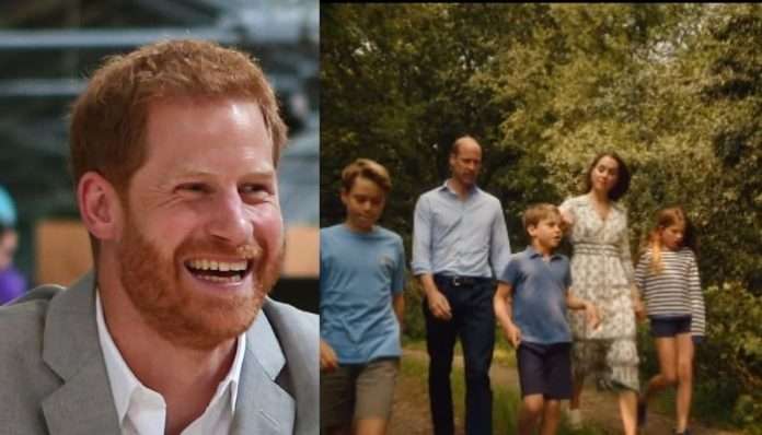 Prince Harry, Prince William and Kate Middleton with their children