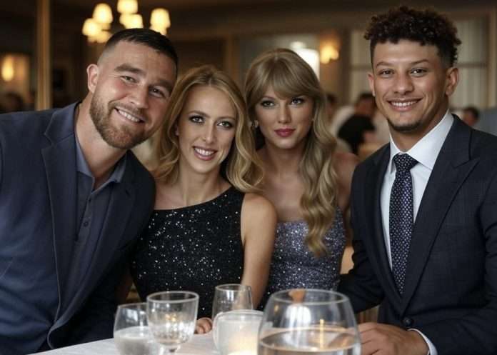 Travis Kelce, Taylor Swift, Patrick and Brittany Mahomes double date